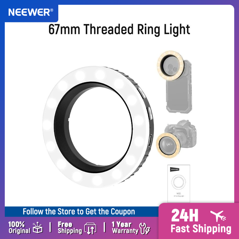 Photography Lighting Description - NEEWER Basics 67mmネジ式リングライト（67mmスマホマウント/ケース/レンズ用）充電式バイカラーLEDセルフィー写真撮影用フィルライト