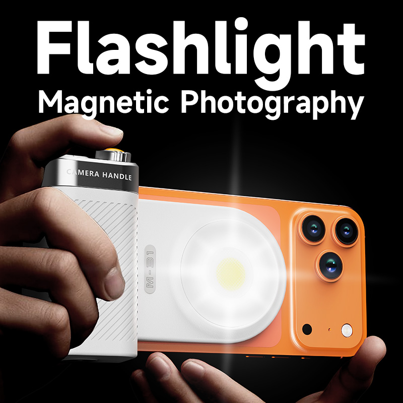 Photography Lighting Brands - 携帯電話用磁石式写真撮影用フラッシュライトハンドル。内蔵のポータブルBluetoothリモコンでズーム操作をサポート。常時点灯機能付きで、写真撮影に最適。
