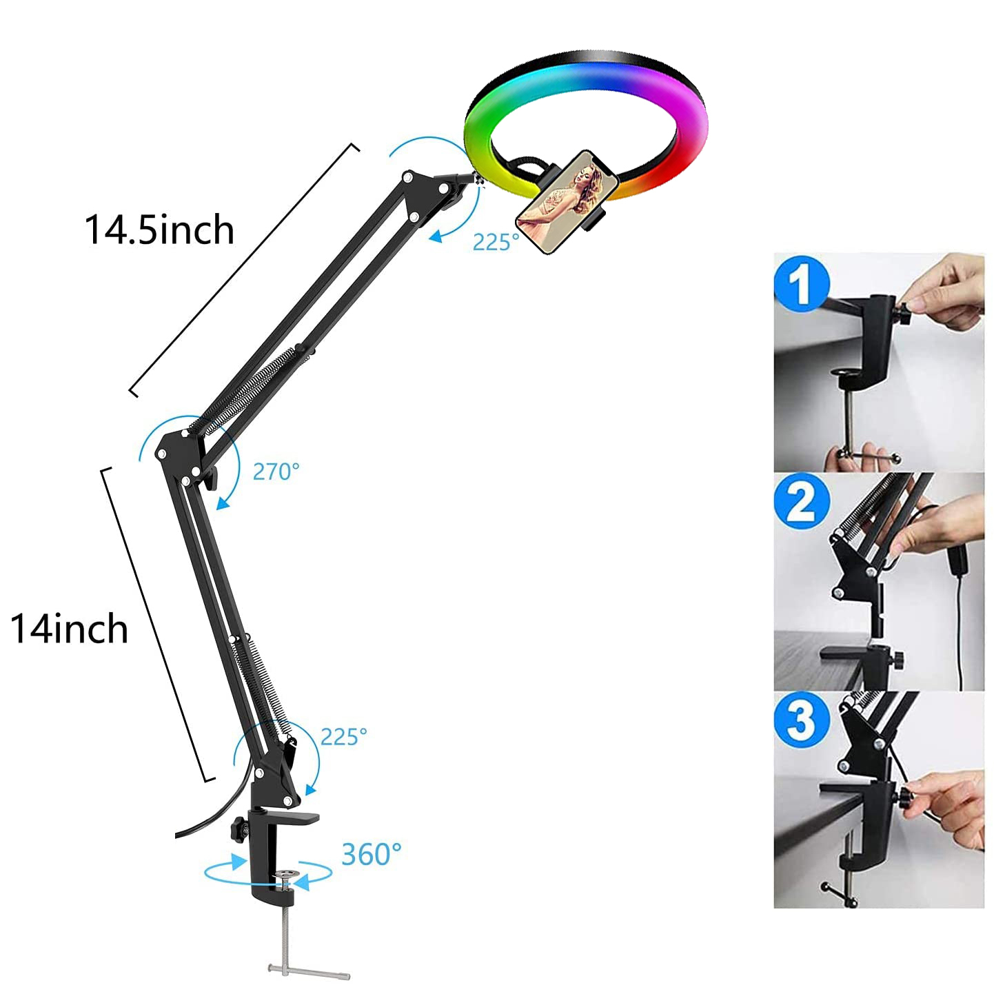 RGB セルフィーリングライト 26 センチメートルフィル  - Photography Mobile Lighting のレビューと価格