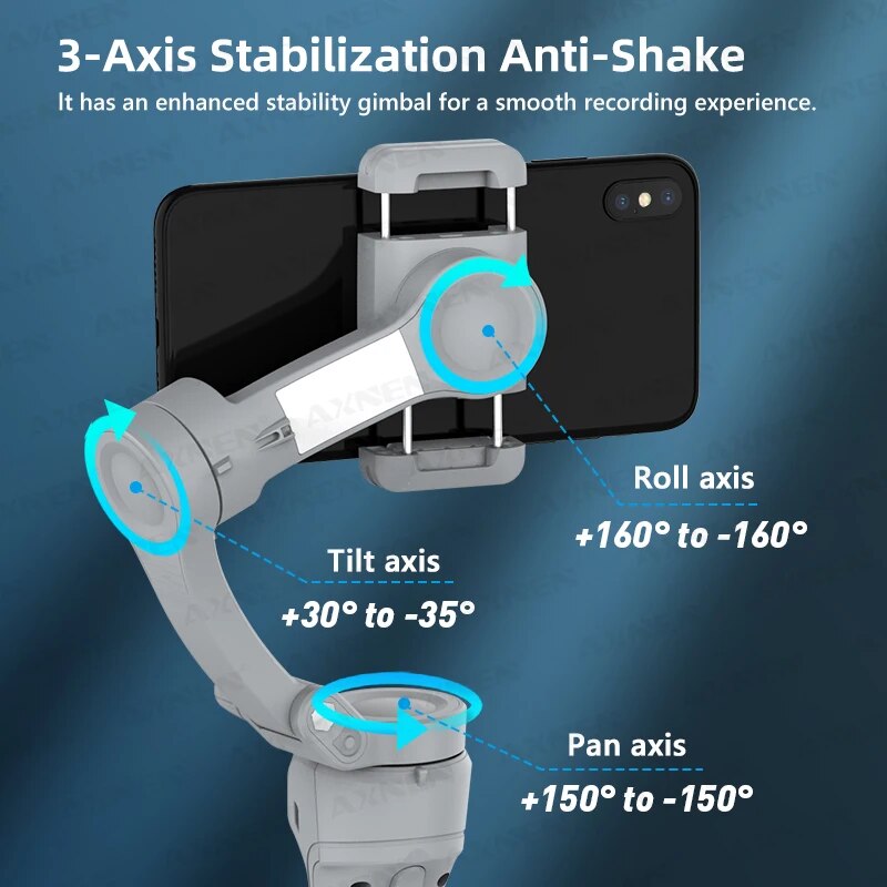 Axnen-携帯電話用ジンバルスタビライザー、3軸、詰め替え - Photography Lighting Handheld のレビューと価格